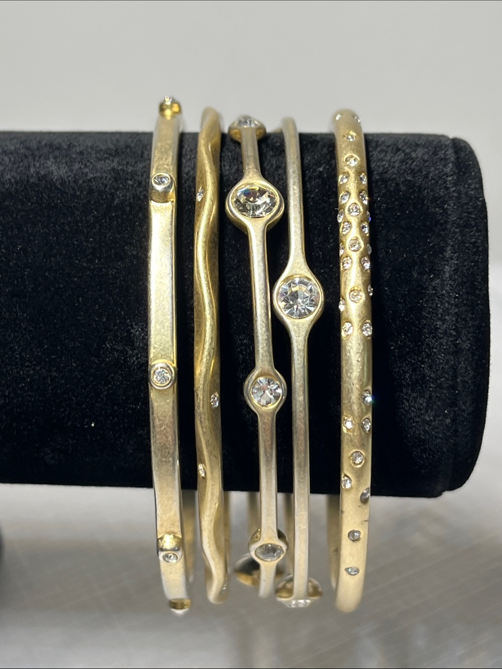 Lia Sophia Gold-Tone Crystal Multi-Bangle Stack